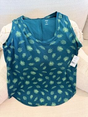 NWT | Dip - Women's Teal Green Leaf Print Tank Top